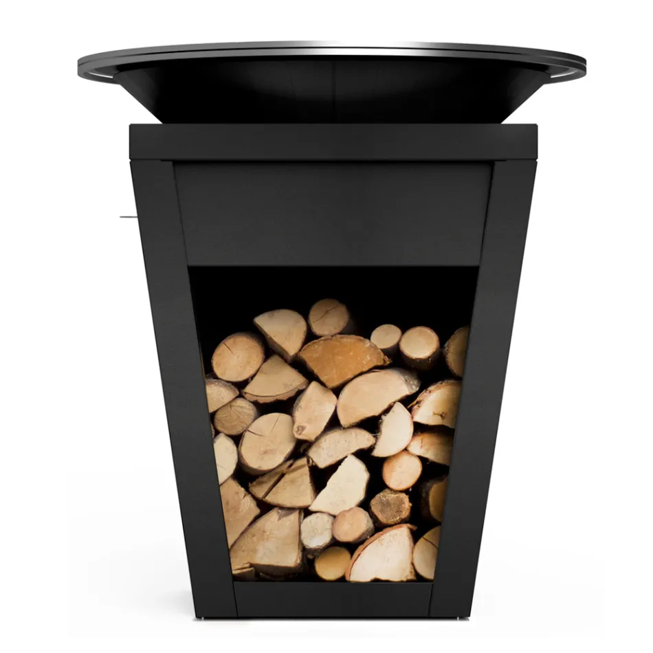 Wood Burning Braai With Cooking Plate And Wood Holder Compartment – Ferran Viadurini