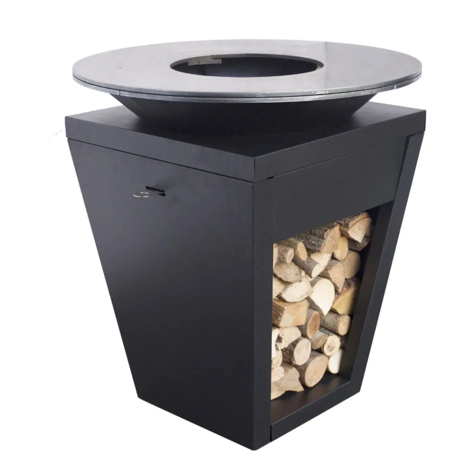 Wood Burning Braai With Cooking Plate And Wood Holder Compartment – Ferran Viadurini