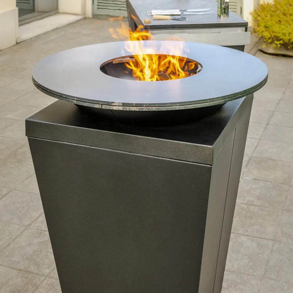 Wood Burning Braai With Cooking Plate And Wood Holder Compartment – Ferran Viadurini