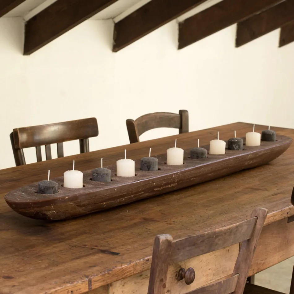 Wax boat with brown or ivory candles included Made in Italy - Ludvig Viadurini
