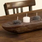 Wax boat with brown or ivory candles included Made in Italy - Ludvig Viadurini