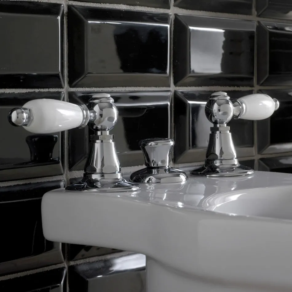 3 Hole Bidet Mixer with Internal Brass Delivery Made in Italy - Noriana Viadurini