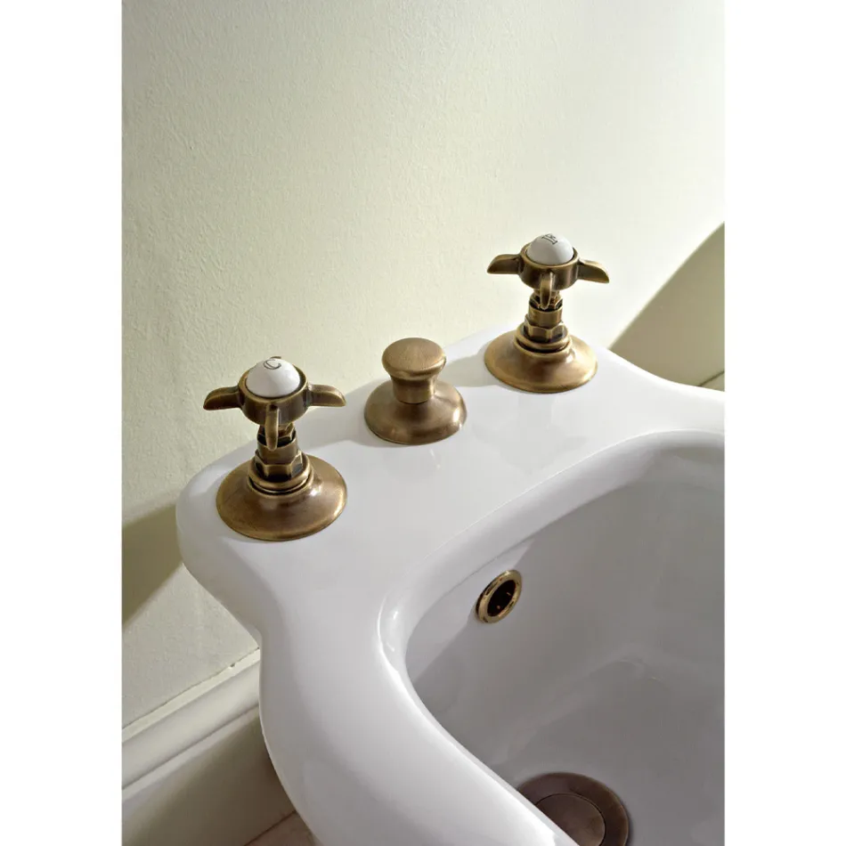 3 Hole Bidet Mixer with Internal Brass Delivery and Butterfly Handles - Miriano Viadurini