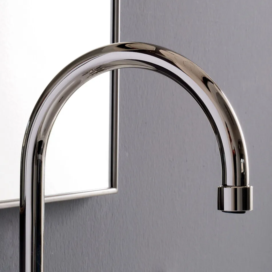 3-hole basin mixer with high spout in nickel finish Made in Italy - Red Viadurini