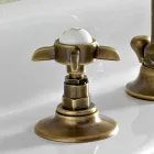 3 Hole Basin Mixer with High Spout in Brass and Butterfly Handles - Miriano Viadurini