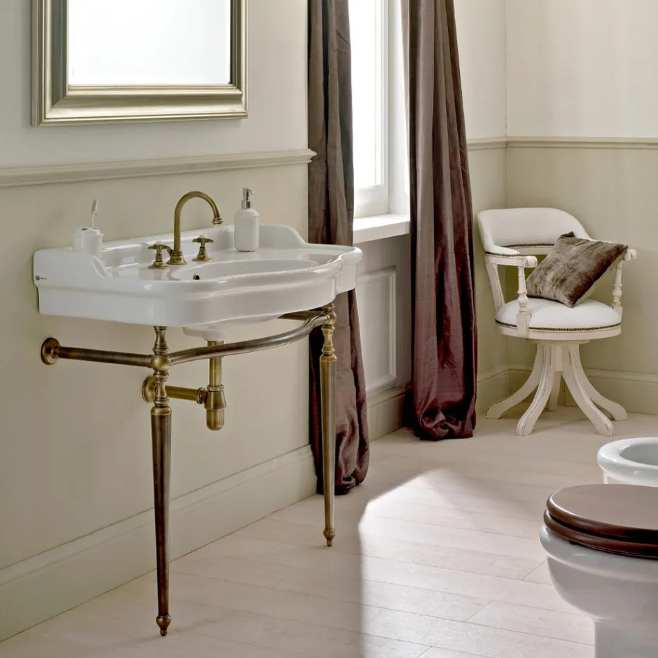 3 Hole Basin Mixer with High Spout in Brass and Butterfly Handles - Miriano Viadurini