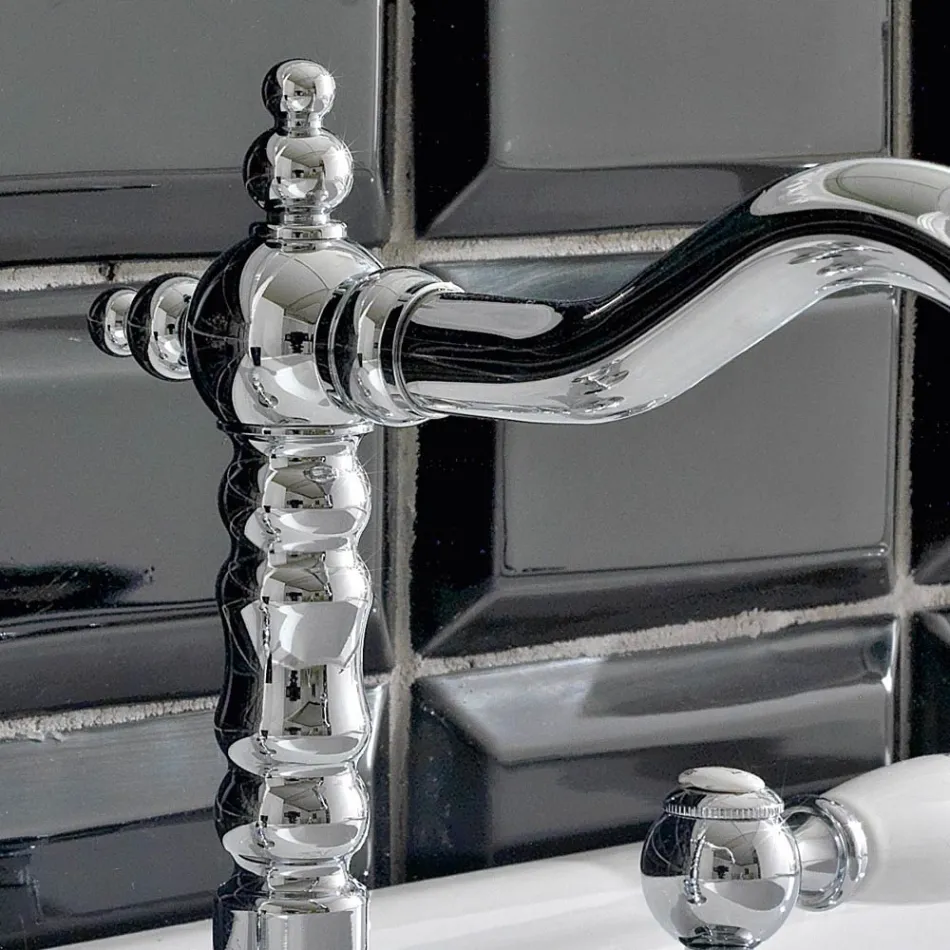 3 Hole Basin Mixer with Brass Drain Classic Handcrafted Style - Noriana Viadurini