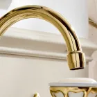3-hole basin mixer with high spout in classic handmade brass - Fioretta Viadurini