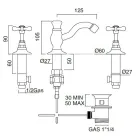 3 Hole Basin Mixer with Classic Handmade Brass Drain - Fioretta Viadurini