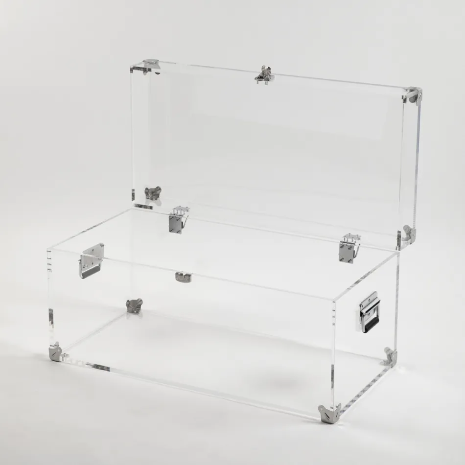 Design Boot in Transparent Acrylic Crystal and Modern Steel - Dante Viadurini