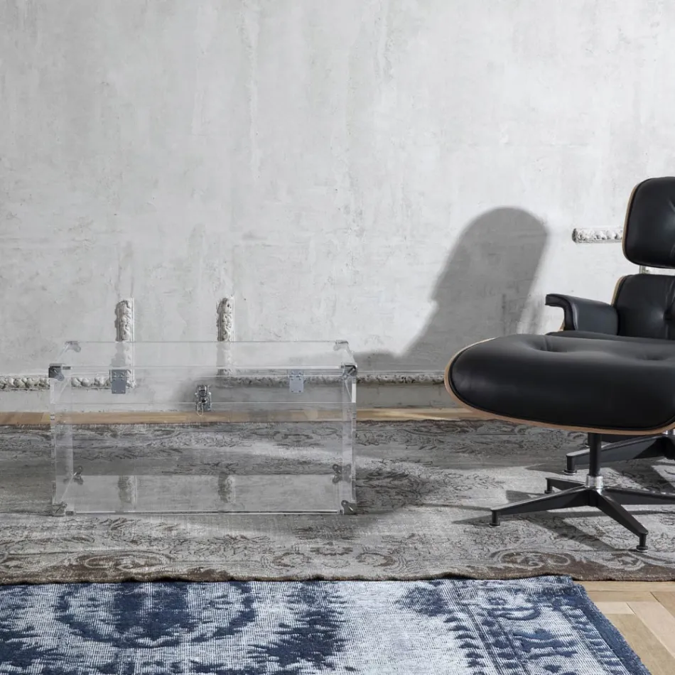 Design Boot in Transparent Acrylic Crystal and Modern Steel - Dante Viadurini