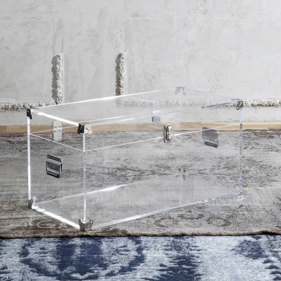 Design Boot in Transparent Acrylic Crystal and Modern Steel - Dante Viadurini