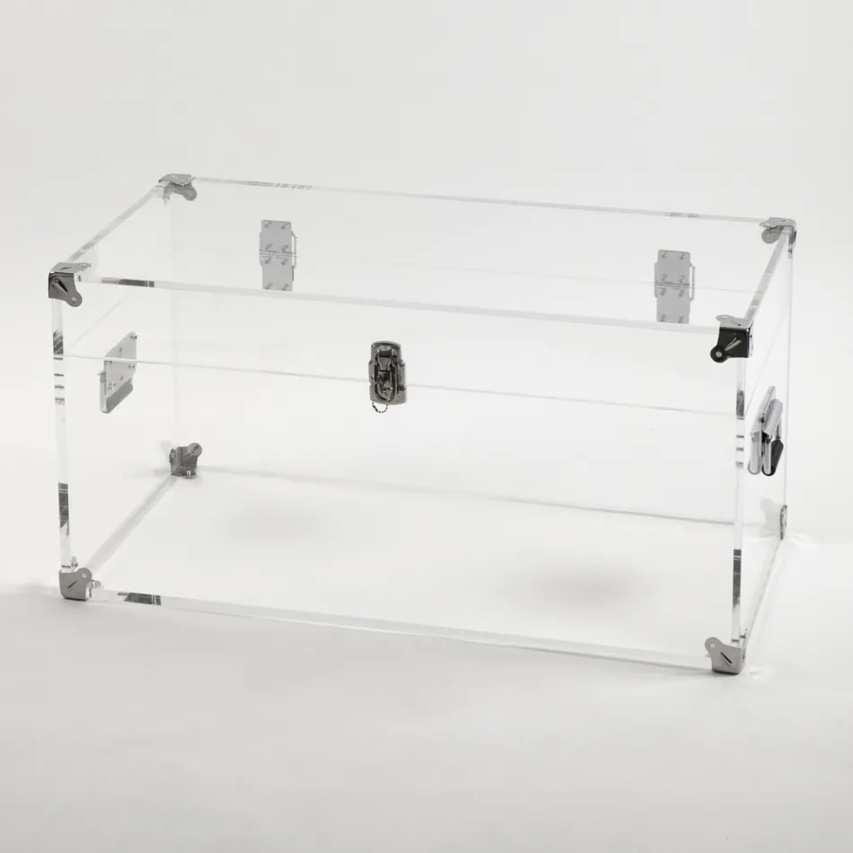 Design Boot in Transparent Acrylic Crystal and Modern Steel - Dante Viadurini