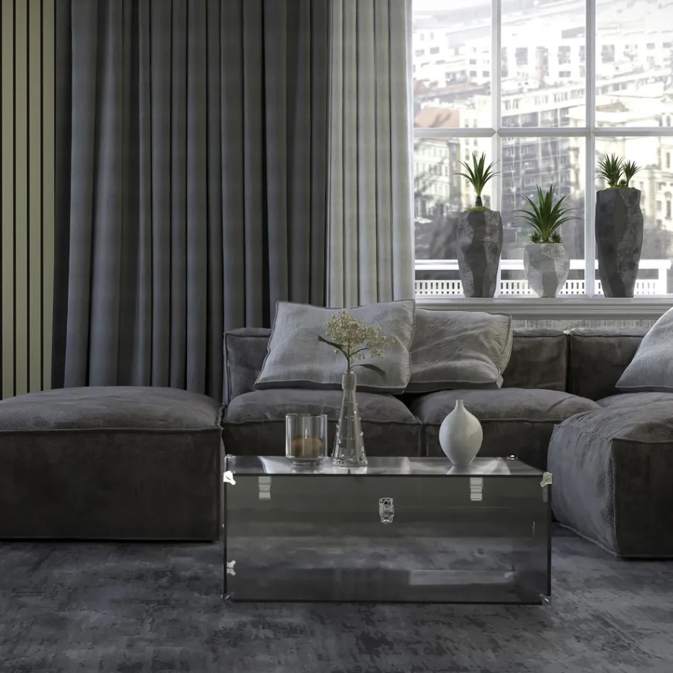 Boot in Transparent or Smoked Acrylic Crystal and Modern Steel - Dante Viadurini