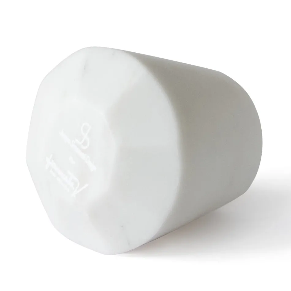 Water Glass in Satin White Carrara Marble Italian Design - Scaglio Viadurini