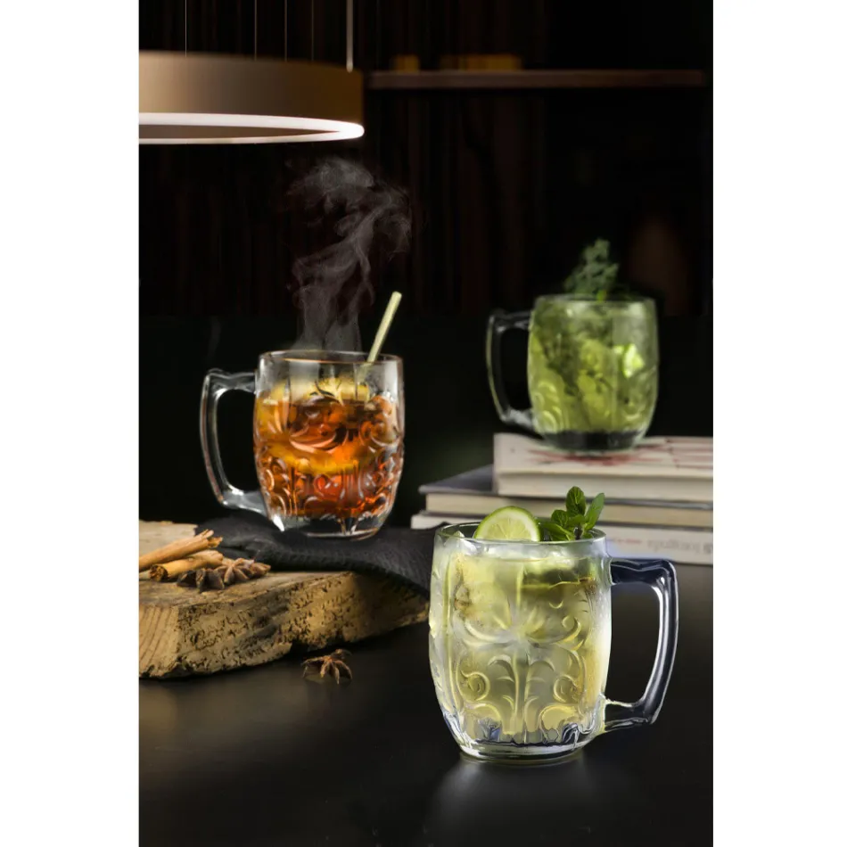 Glass Cup for Moscow Mule in Decorated Eco Crystal 8 Pcs - Destino Viadurini