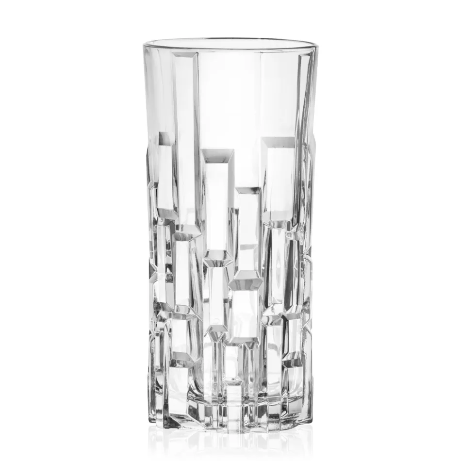 Tall Drinking Glasses in Decorated Ecological Crystal 12 Pieces - Catania Viadurini