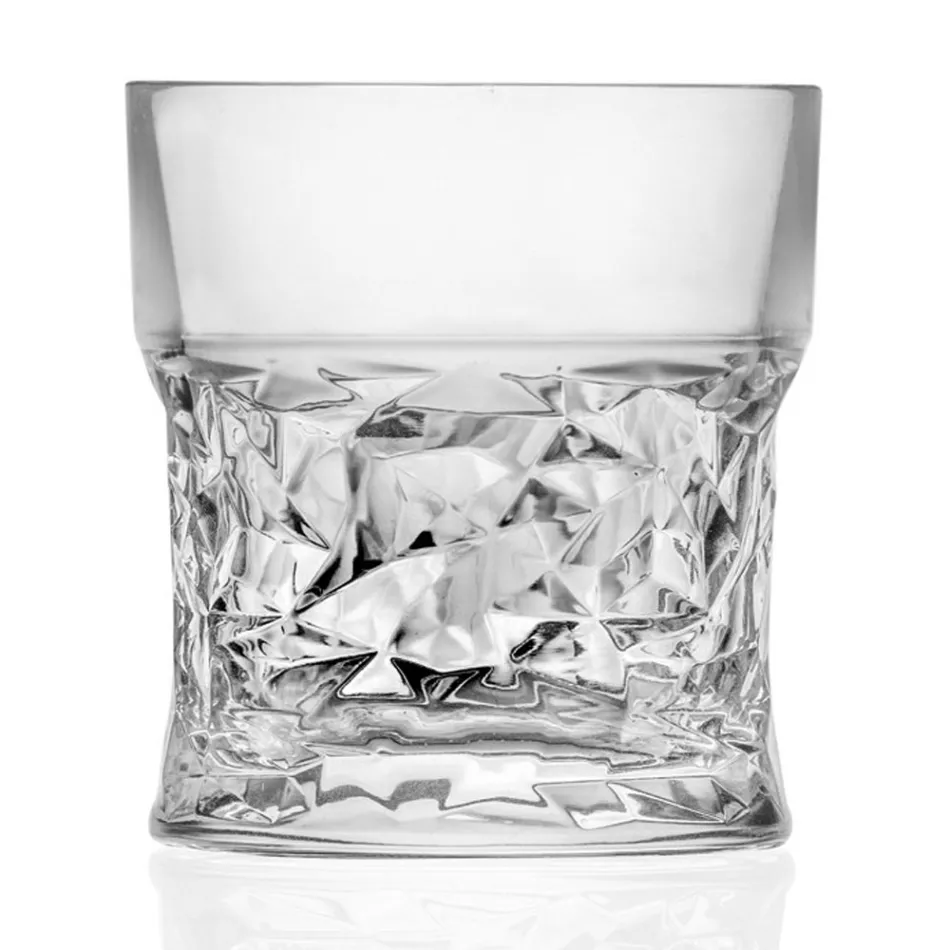 Low Tumbler Glasses in Eco Crystal Square Decoration 12 Pcs - Ritmo Viadurini