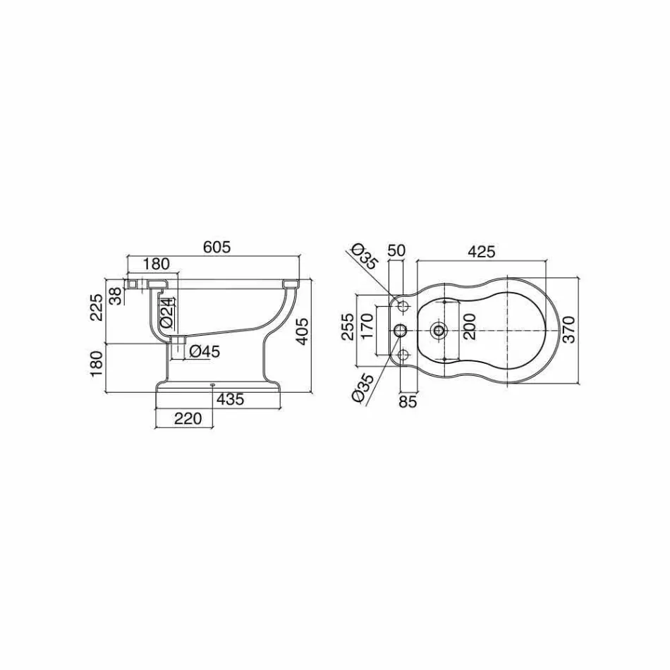 Classic Design White Bidet in White Ceramic Made in Italy - Paulina Viadurini