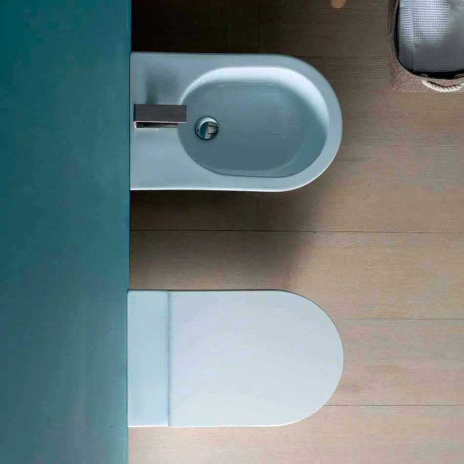 Modern design ceramic bidet 57x37cm Sun, made in Italy Viadurini