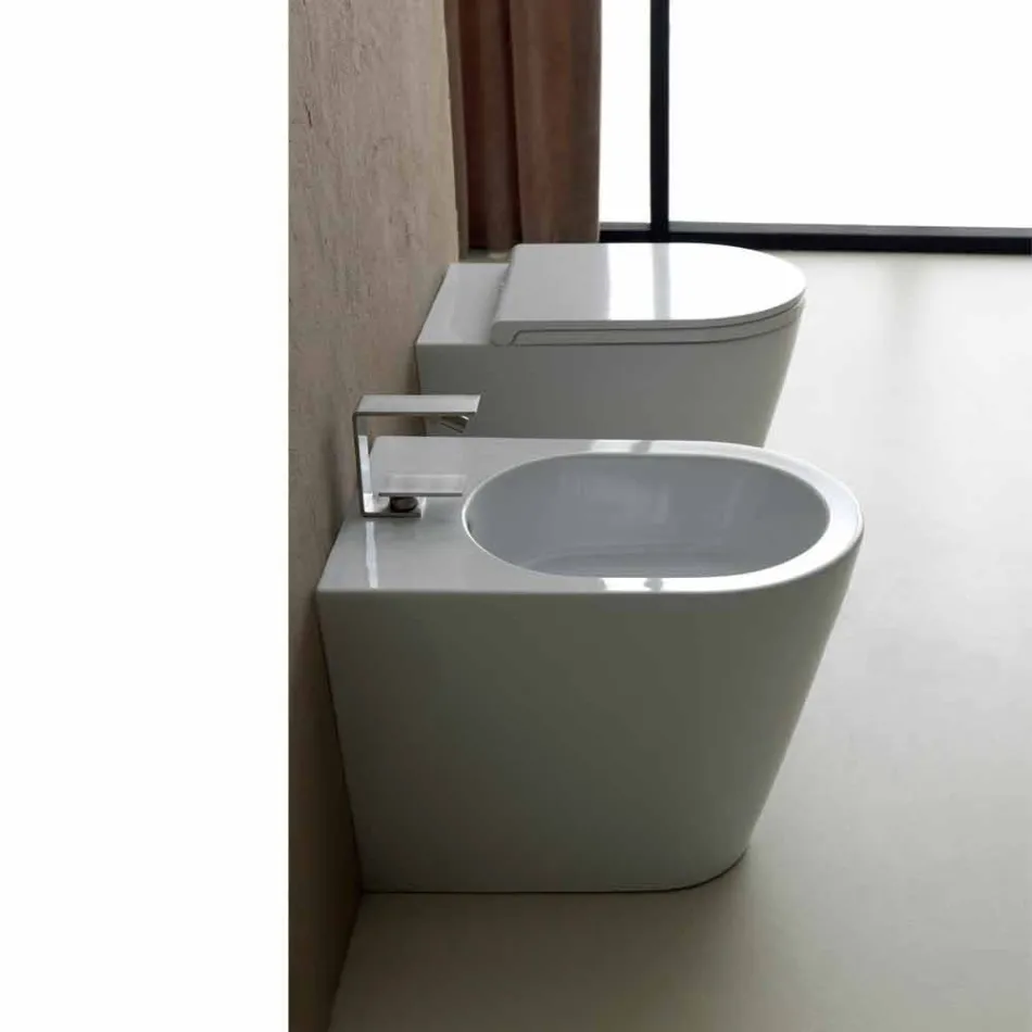 Modern design ceramic bidet 57x37cm Sun, made in Italy Viadurini