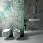 Design suspended bidet in white Gaiola ceramic, made in Italy Viadurini