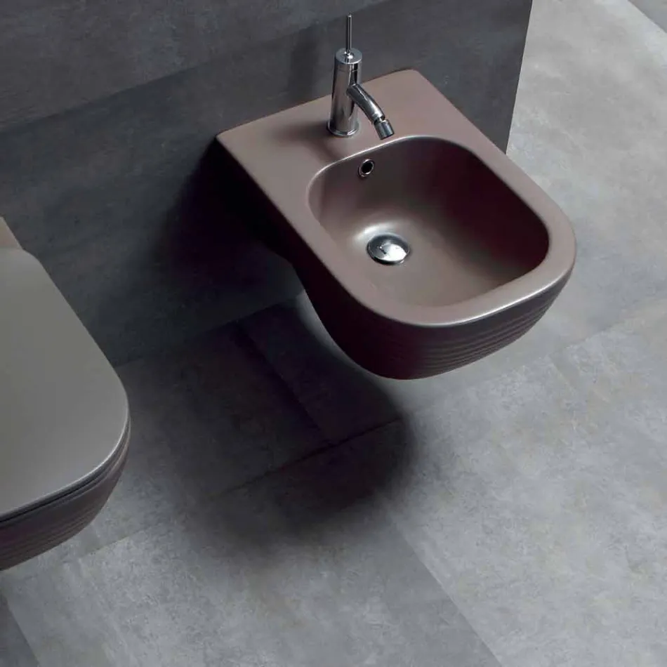 Suspended Bidet of Made in Italy Design in Trabia Ceramics Viadurini