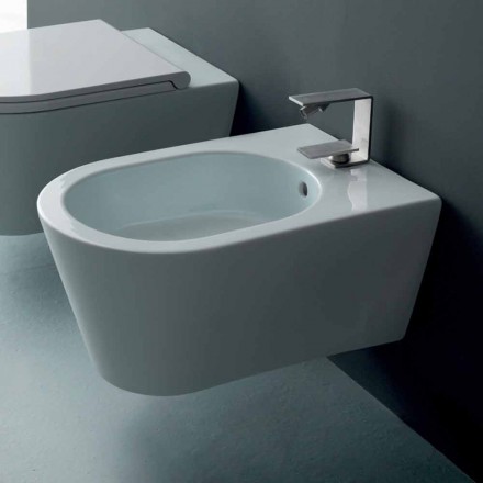 Suspended design ceramic bidet Sun Round 57x37cm, made in Italy Viadurini