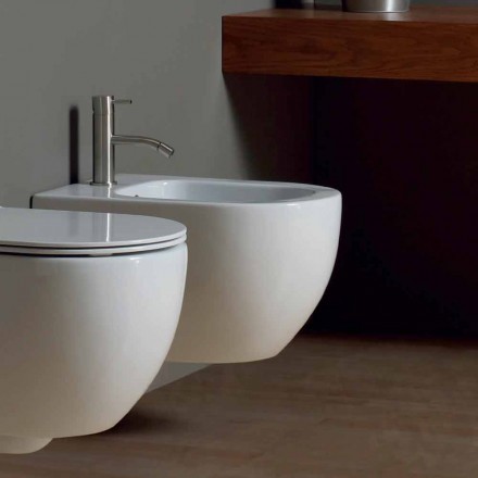 Modern wall hung bidet in white ceramic Star 50x35cm made in Italy Viadurini