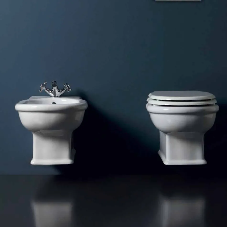 Modern wall hung bidet in white ceramic Style 54x36 cm, made in Italy Viadurini