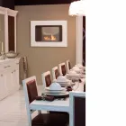 White Wall Bio Fireplace with Modern Design with Erica Glass Insert Viadurini