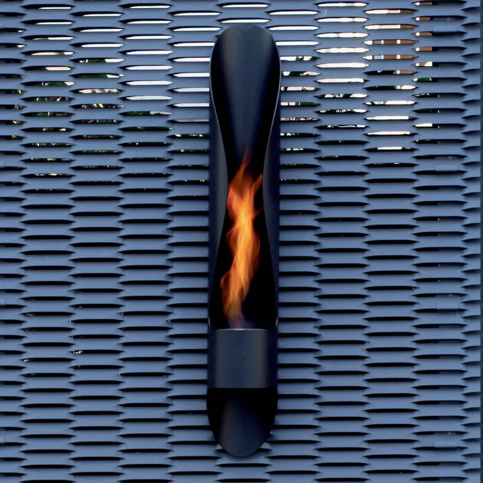 Wall Bio-fireplace of Tubular and Modern Design in Black Steel - Jackson Viadurini