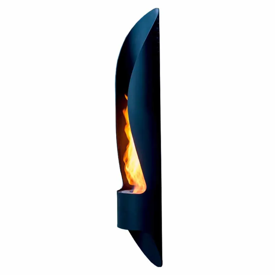 Wall Bio-fireplace of Tubular and Modern Design in Black Steel - Jackson Viadurini