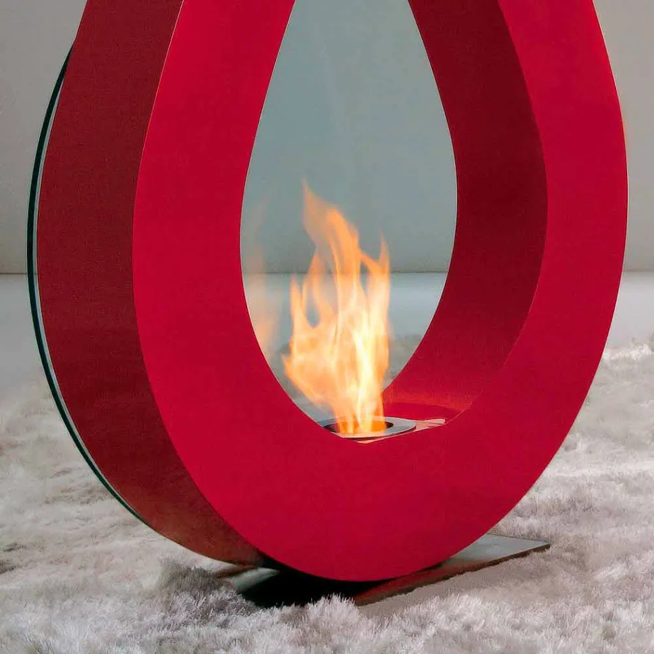 Biocamino from bioethanol earth, flame modern design in the shape Todd Viadurini