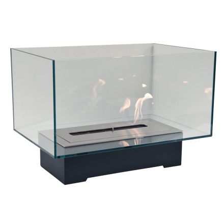 Modern Design Floor Bio-fireplace in Glass and Steel or Corten - Bradley Viadurini