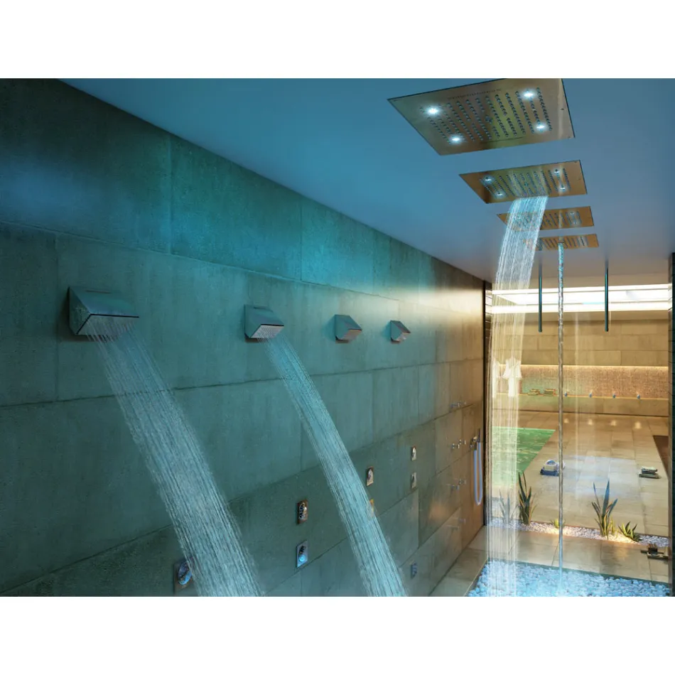 Bossini Two-jet chrome ceiling shower head with Dream chromotherapy Viadurini