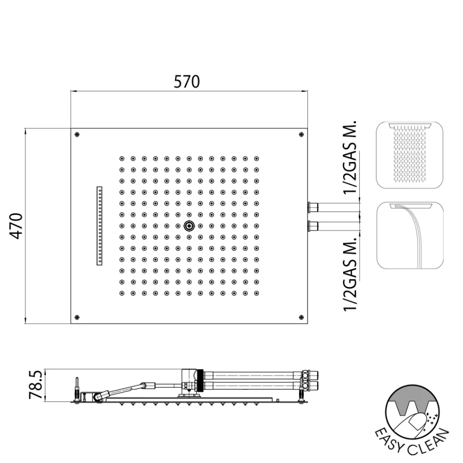 Bossini Ceiling shower head chrome finish with two different Dream jets Viadurini