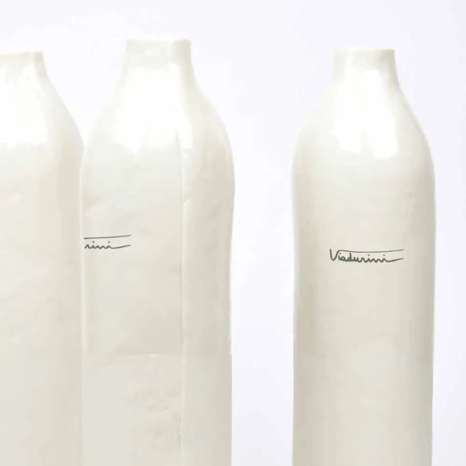 Luxury Design White and Grey Porcelain Bottles 2 Unique Pieces - Arcivero Viadurini
