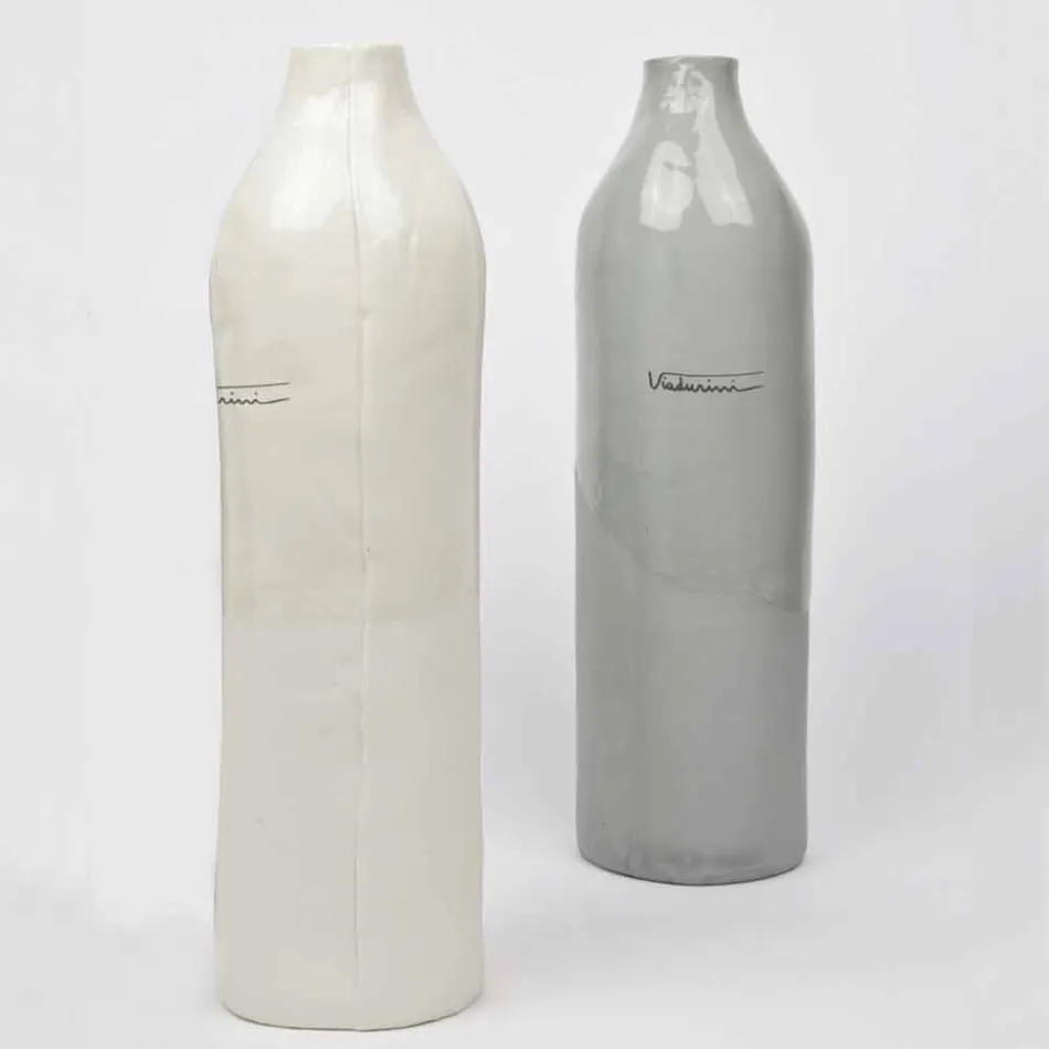 Luxury Design White and Grey Porcelain Bottles 2 Unique Pieces - Arcivero Viadurini