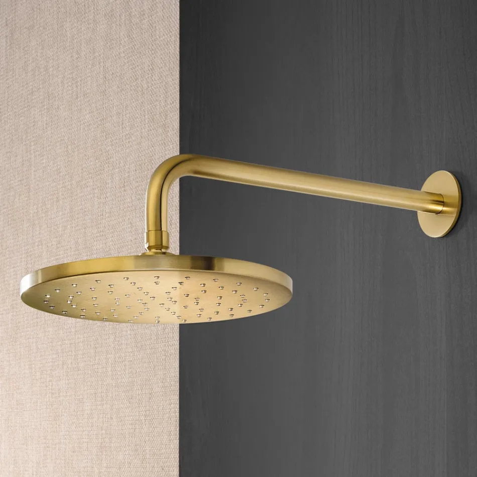 Shower Arm with Round Anti-Limescale Shower Head in AISI 316L Steel - Artigli Viadurini