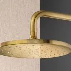 Shower Arm with Round Anti-Limescale Shower Head in AISI 316L Steel - Artigli Viadurini