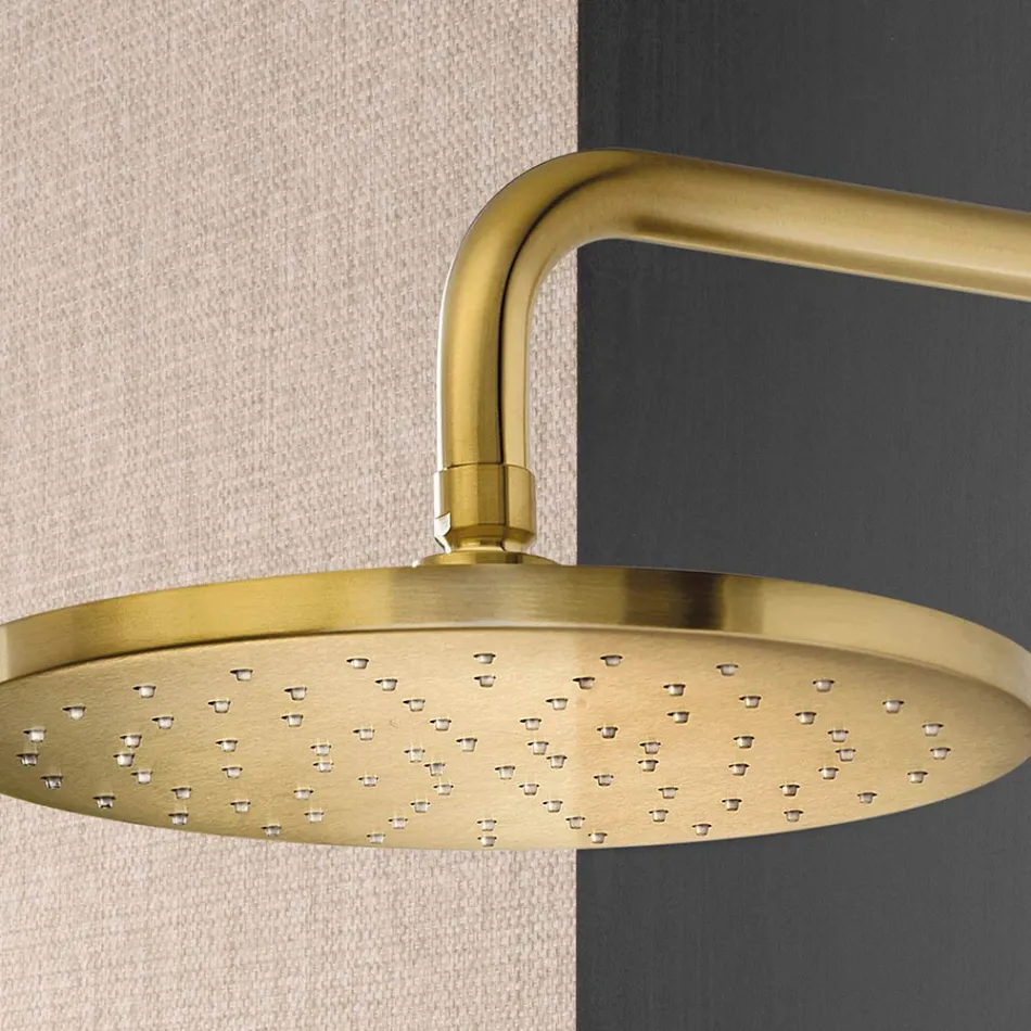 Shower Arm with Round Anti-Limescale Shower Head in AISI 316L Steel - Artigli Viadurini