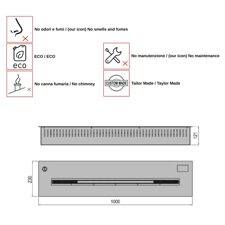 Electronical bioethanol burner 3,6 Kw Aron 100 Viadurini