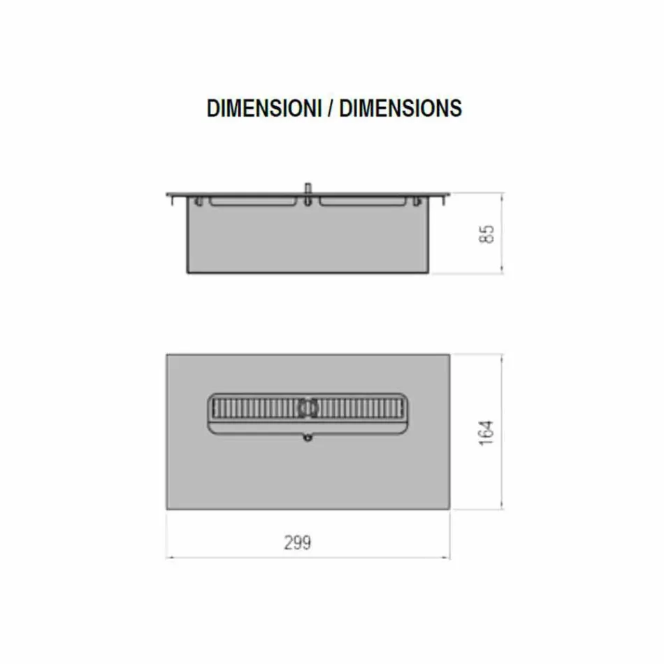Linear Manual Burner in Stainless Steel for Bioethanol Fireplace - Brandon Viadurini