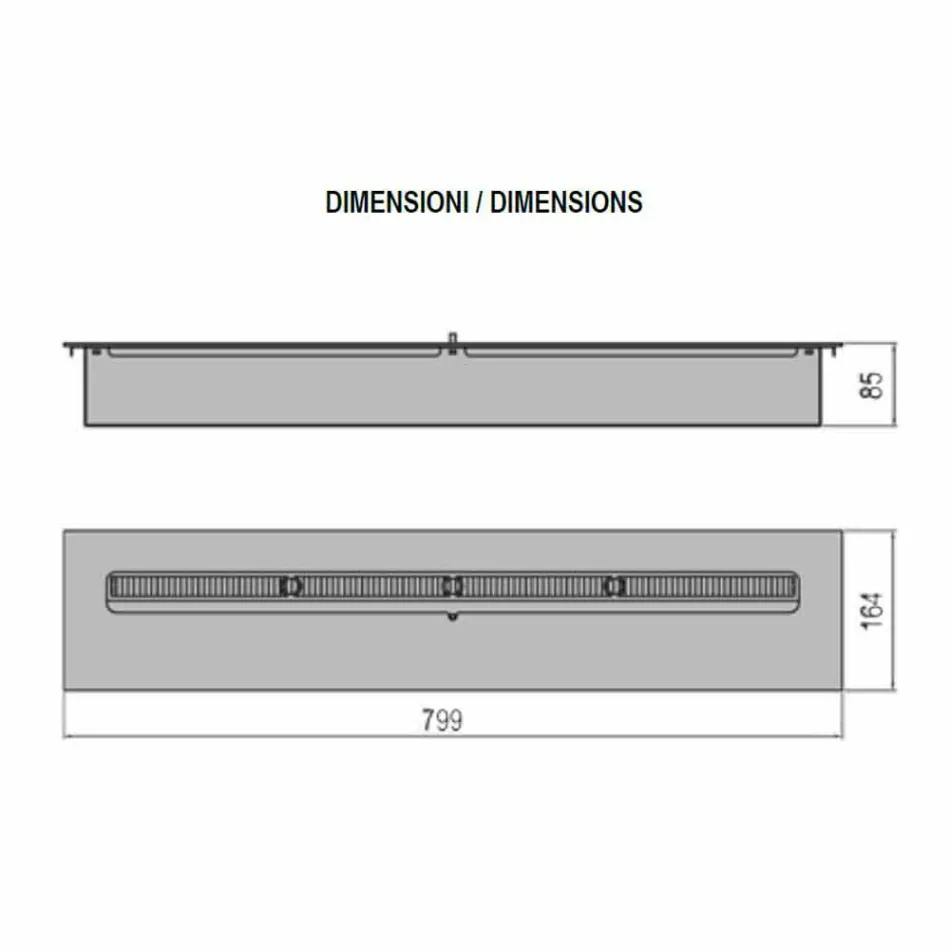 Linear Manual Burner in Stainless Steel for Bioethanol Fireplace - Brandon Viadurini