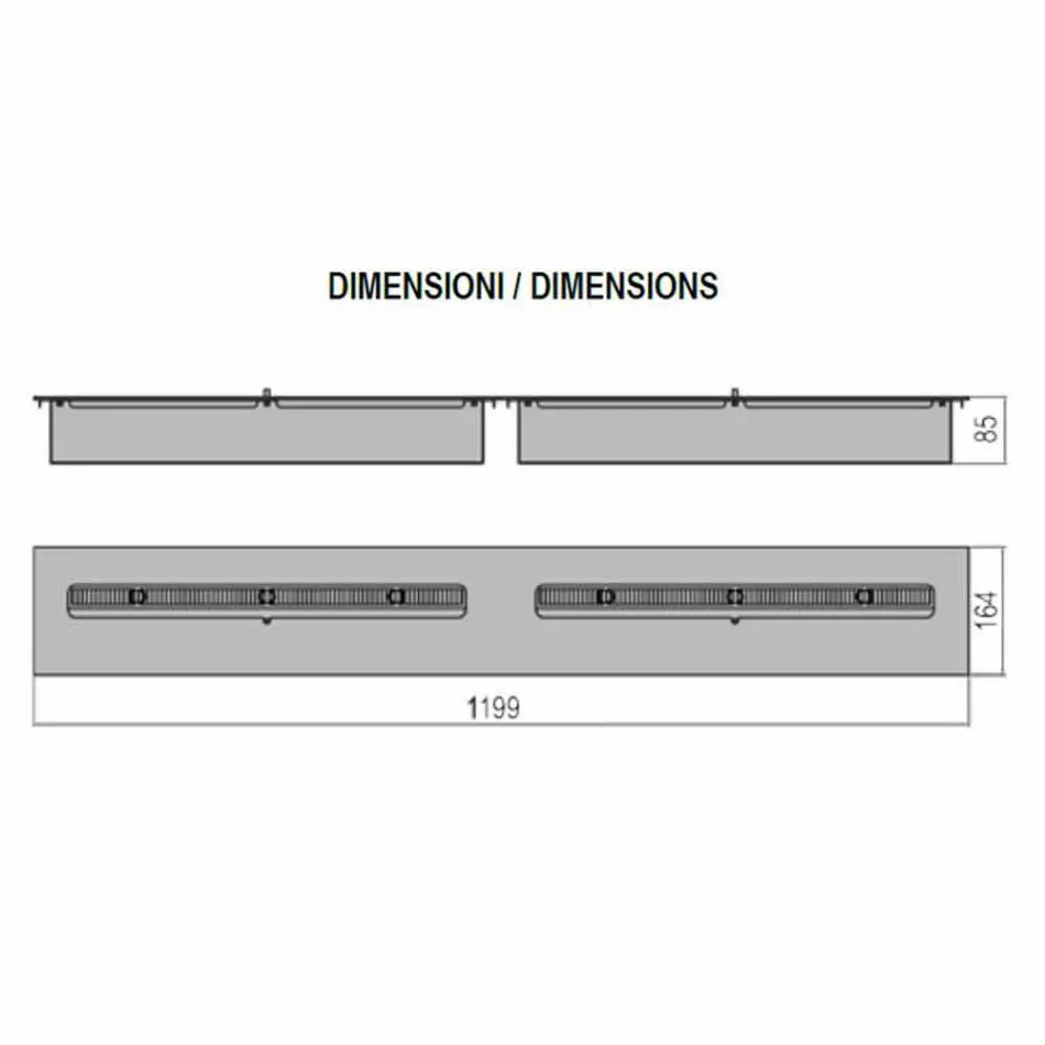 Linear Manual Burner in Stainless Steel for Bioethanol Fireplace - Brandon Viadurini