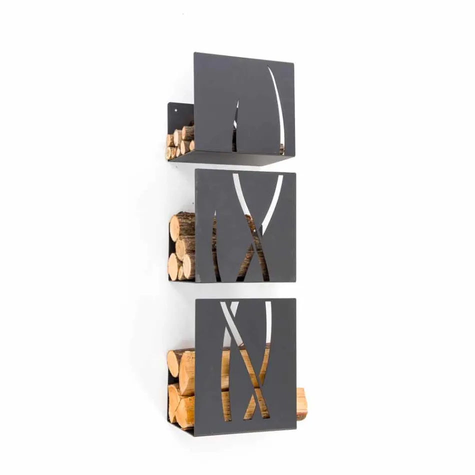 Caf Design Trio wall-mounted steel firewood holder made in Italy Viadurini