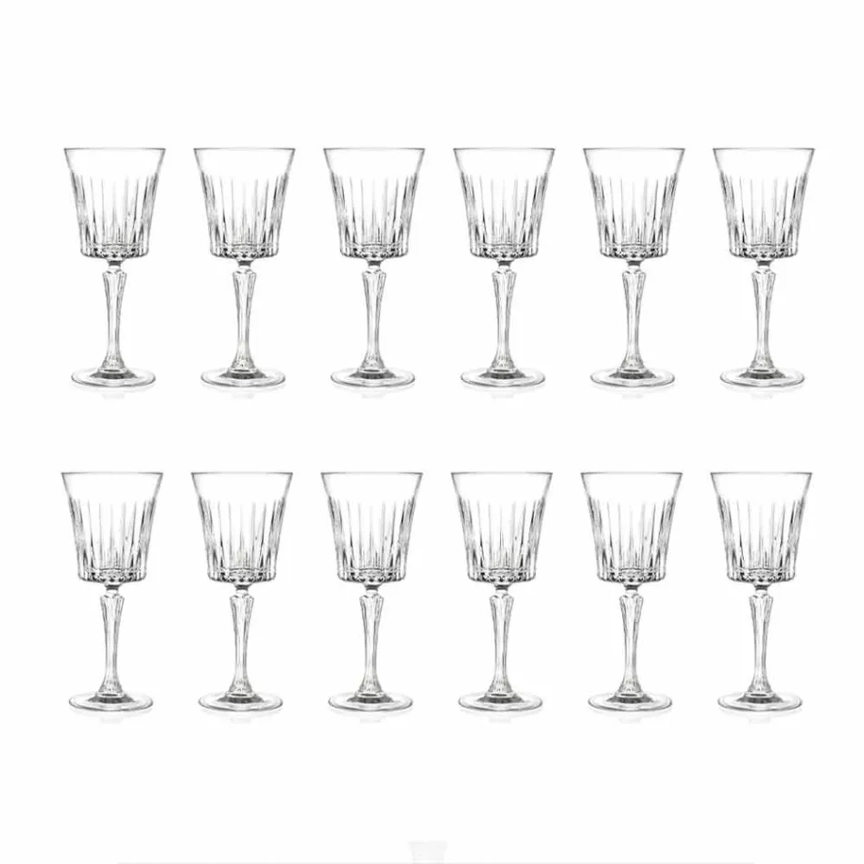 Luxury Wine and Cocktail Glasses Design in Eco Crystal 12 Pieces - Senzatempo Viadurini