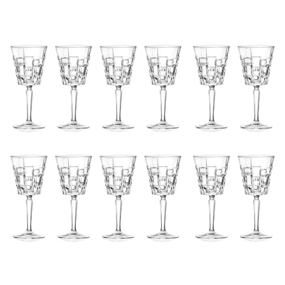 Luxury Decorated Eco Crystal Wine or Water Glasses 12 Pieces - Catania Viadurini