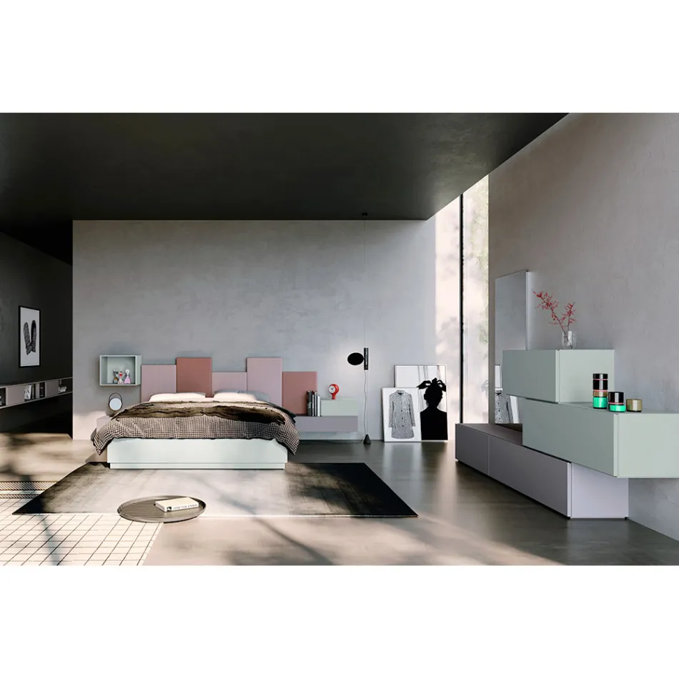Complete Bedroom with 5 Elements Made in Italy High Quality - Quartz Viadurini